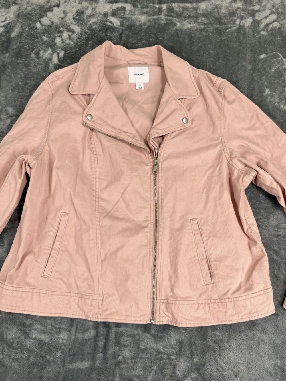 Old Navy Womens Pink Moto Jacket With Zippered Pockets & Collared Neck XXL
